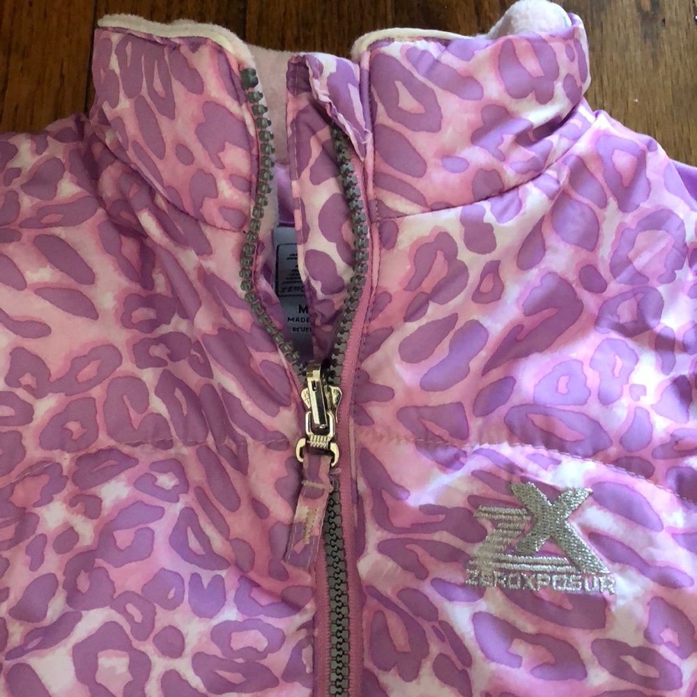 Pink animal print puffer jacket